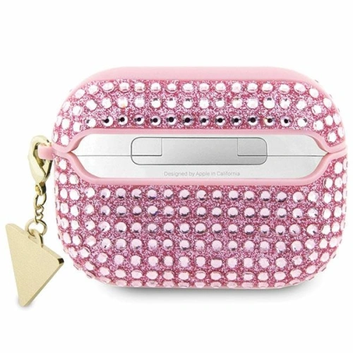 Etui Guess GUAPHDGTPP Apple AirPods Pro cover różowy/pink Rhinestone Triangle Charm