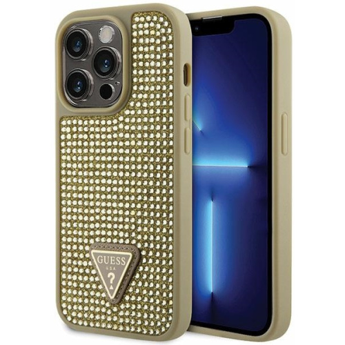 Guess Distributor - 3666339120078 - GUE2590 - Guess GUHCP14LHDGTPD Apple iPhone 14 Pro gold hardcase Rhinestone Triangle - B2B homescreen