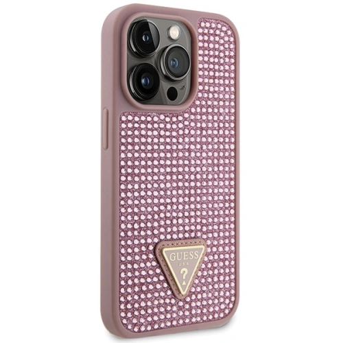 Etui Guess GUHCP14LHDGTPP Apple iPhone 14 Pro różowy/pink hardcase Rhinestone Triangle