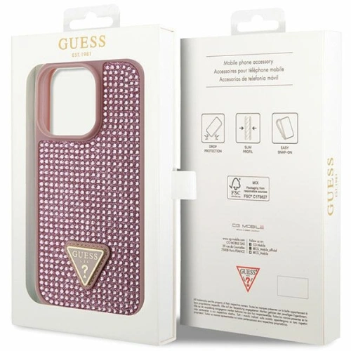 Etui Guess GUHCP14LHDGTPP Apple iPhone 14 Pro różowy/pink hardcase Rhinestone Triangle