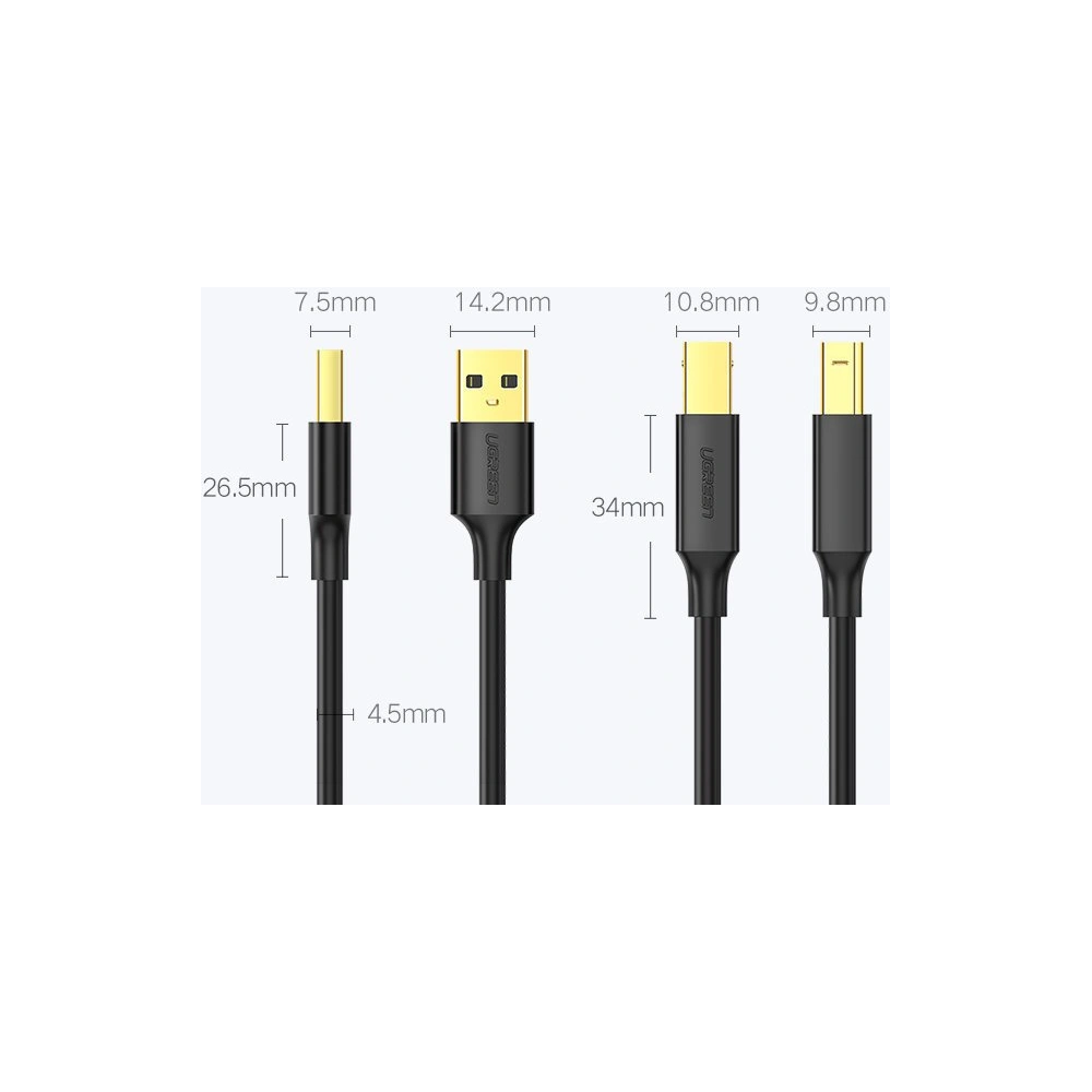 Wholesale UGREEN US135 USB-B/USB-C for printer cable 480 Mbps 1,5m black - UGR1611 - {ean13} - Hurt