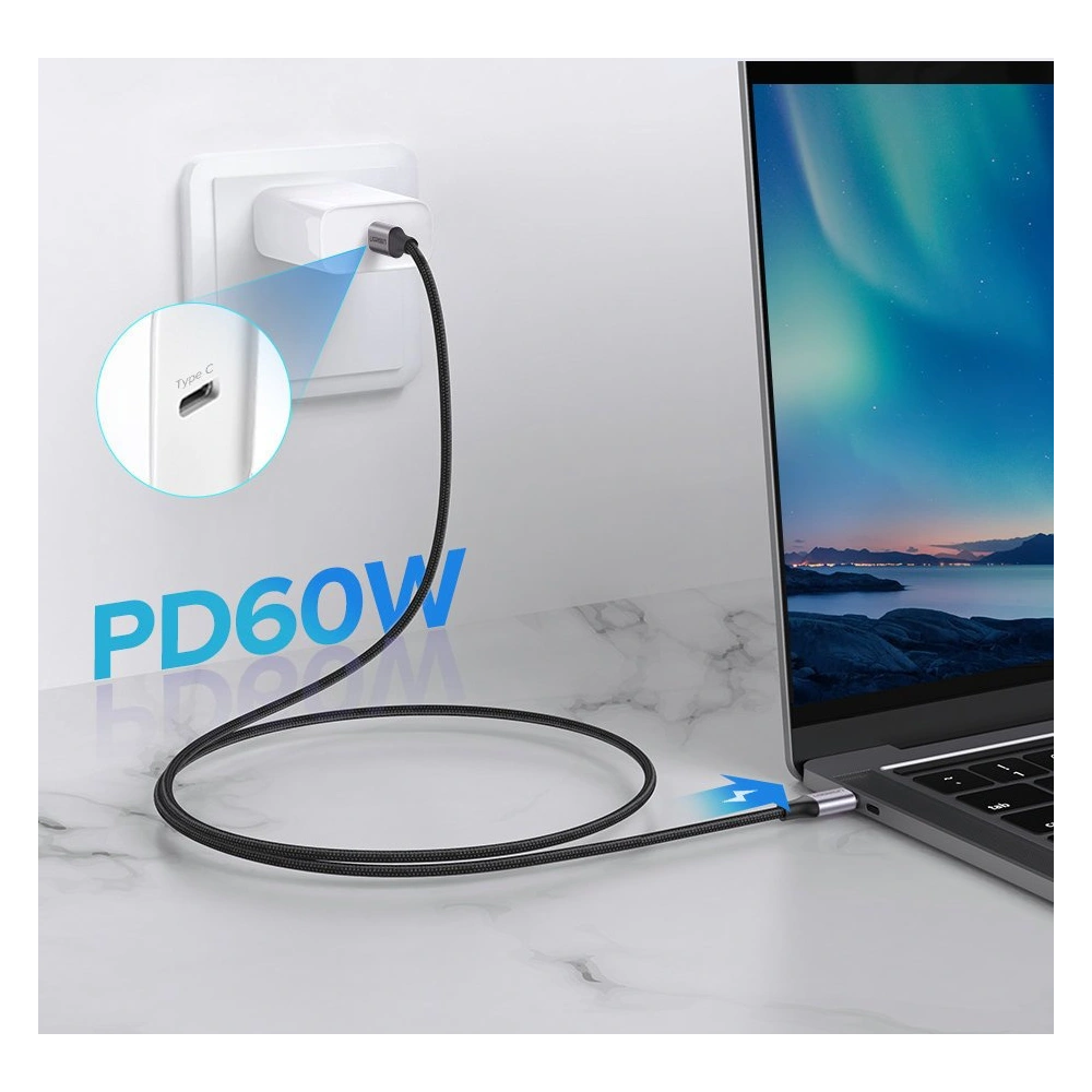 Hurtownia GSM - Cablu UGREEN US261 USB-C/USB-C Quick Charge 480 Mbps 60W 3A 1 m negru-gri - UGR1612 - {ean13} - Hurt