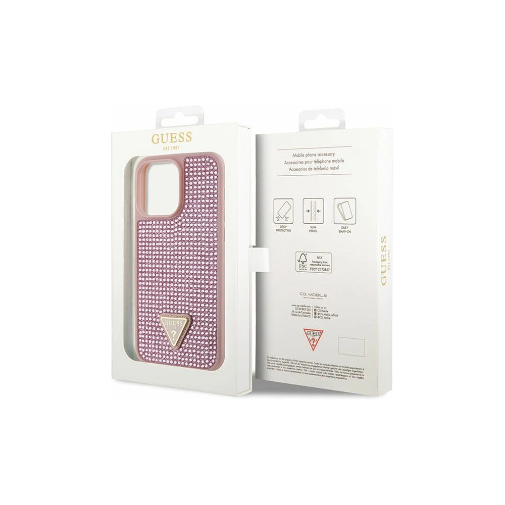Hurtownia GSM - Etui Guess GUHCP14XHDGTPP Apple iPhone 14 Pro Max rózsaszín/pink hardcase Rhinestone Triangle - GUE2601 - {ean13} - Hurt