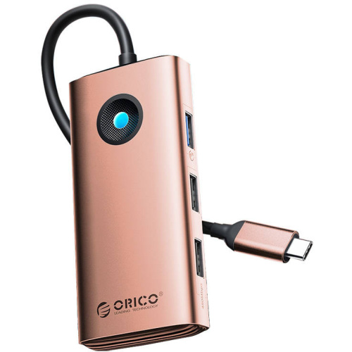 Hurtownia Orico - 6941788814752 - ORC150 - Stacja dokująca Orico HUB 6w1 USB-C, HDMI, 3xUSB (różowe złoto) - B2B homescreen
