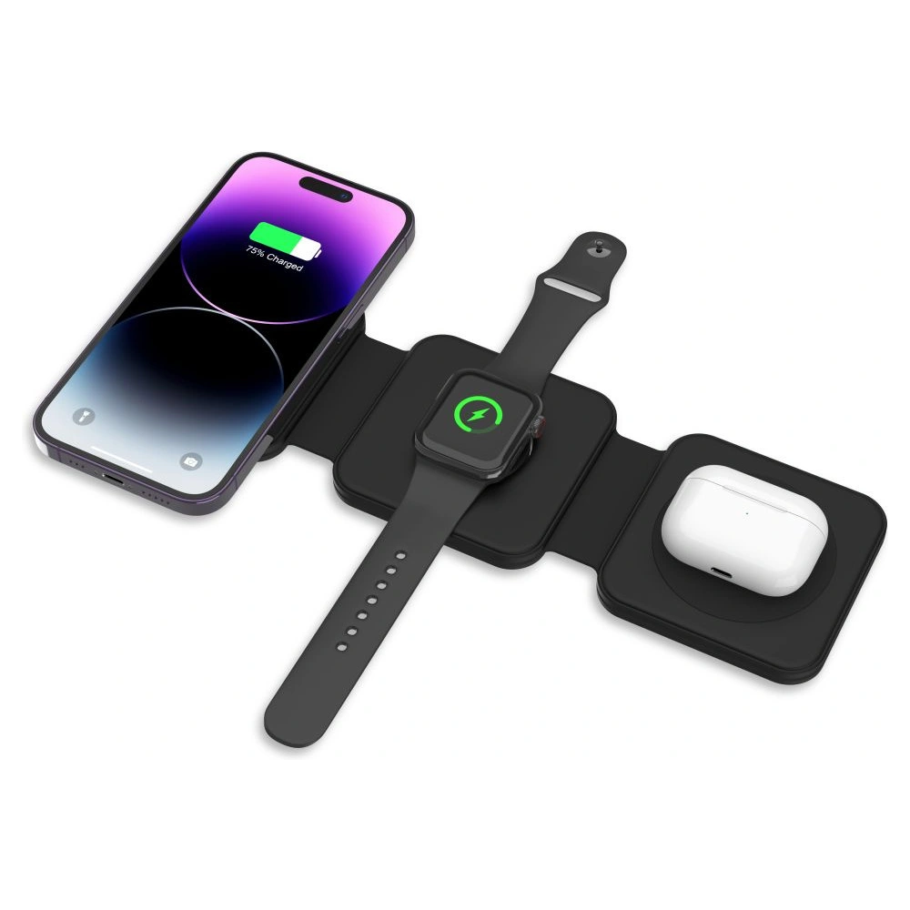 Hurtownia GSM - Bezdrátová nabíječka Tech-Protect QI15W-A24 3in1 Magnetic Wireless Charger MagSafe Černá - THP1986 - {ean13} - Hurt