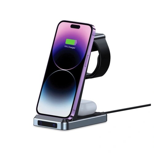Ładowarka bezprzewodowa Tech-Protect QI15W-A26 3in1 Wireless Charger Black