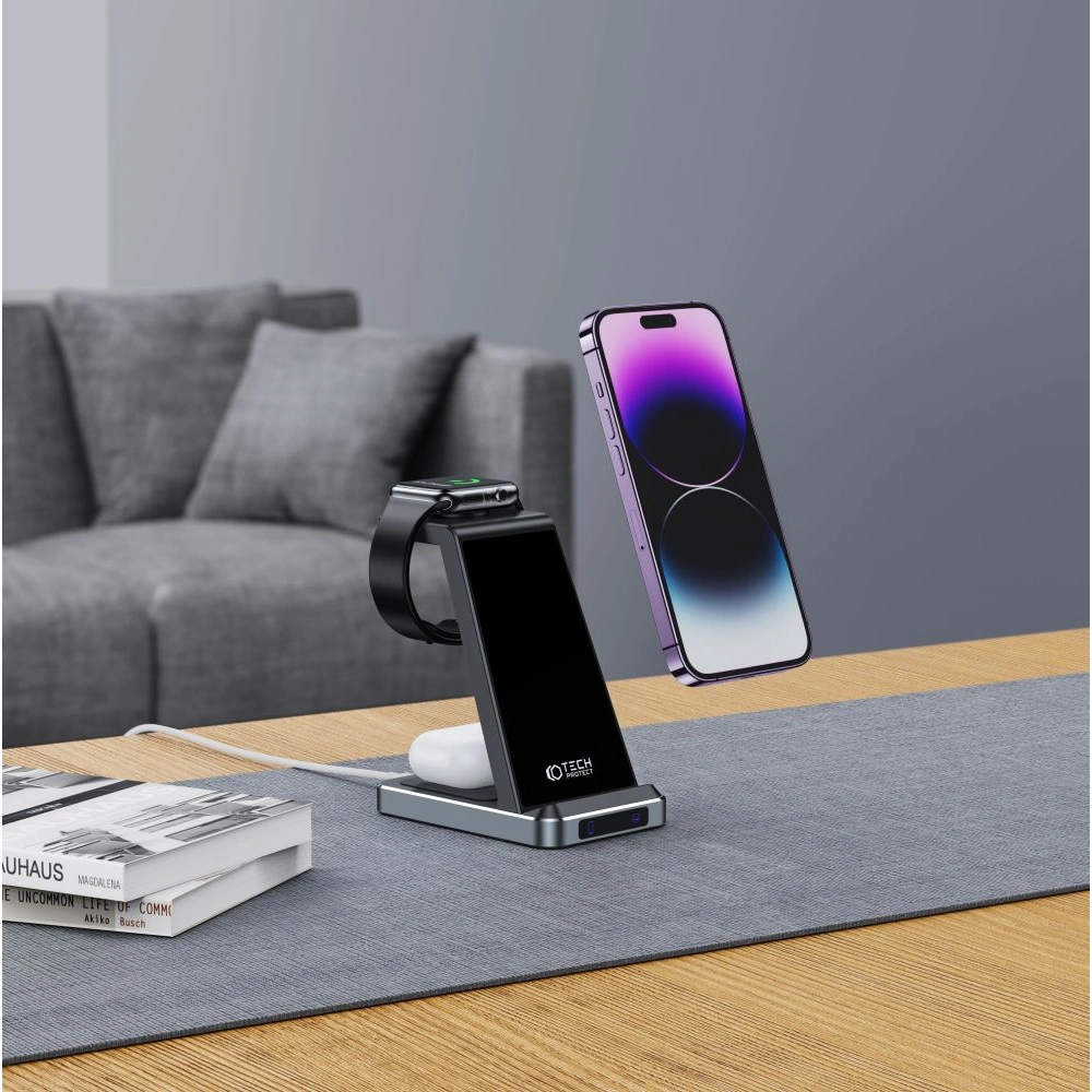 Hurtownia GSM - Încărcător wireless Tech-Protect QI15W-A26 3in1 Wireless Charger Negru - THP1996 - {ean13} - Hurt