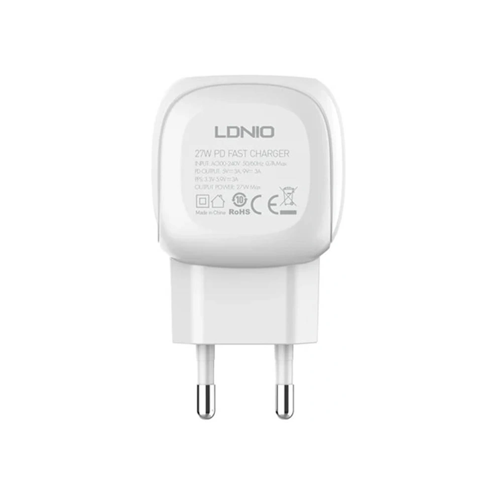 Hurtownia GSM - Netzteil LDNIO A1206C, USB-C, 27W + USB-C/Lightning-Kabel (weiß) - LDN453 - {ean13} - Hurt