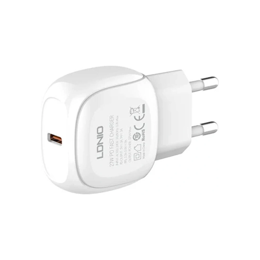 Hurtownia GSM - Netzteil LDNIO A1206C, USB-C, 27W + USB-C/Lightning-Kabel (weiß) - LDN453 - {ean13} - Hurt