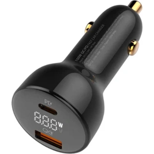 Automobilová nabíječka LDNIO C101, USB + USB-C, 100W + kabel USB-A/microUSB (černá)
