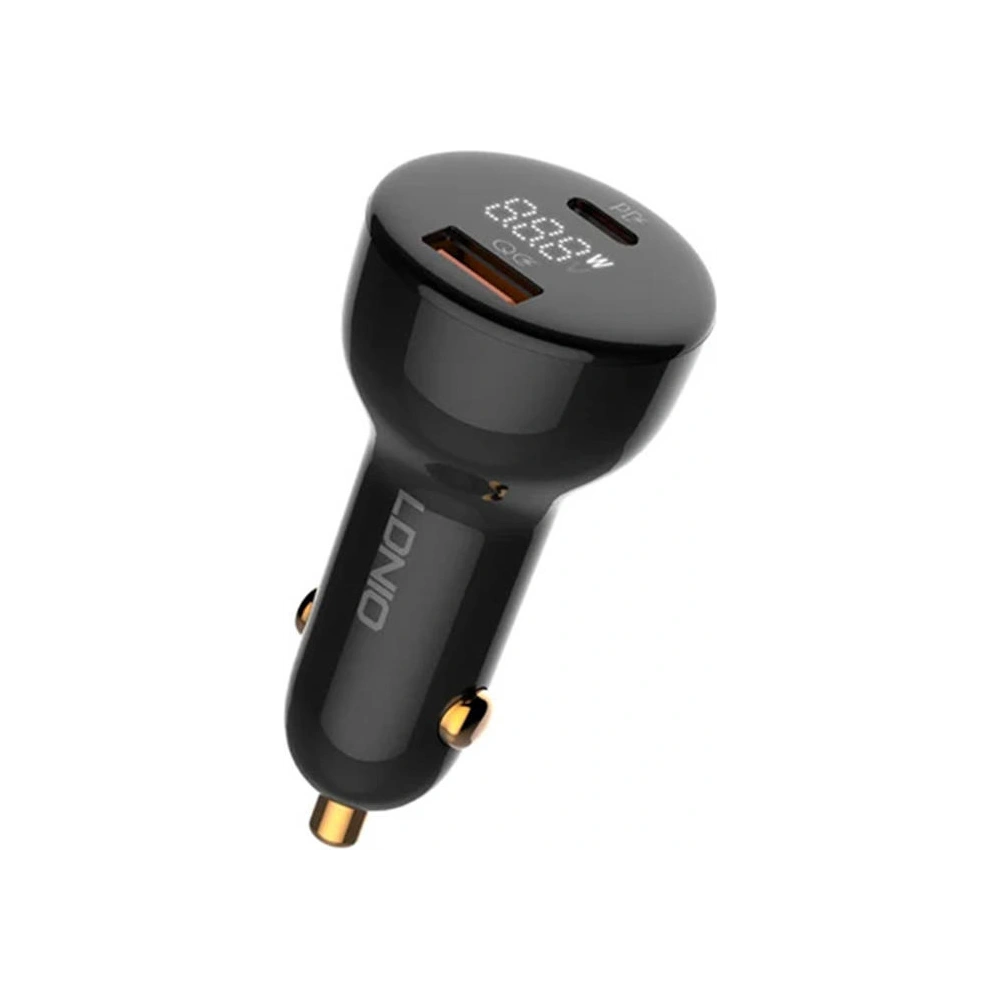 Hurtownia GSM - Încărcător auto LDNIO C101, USB + USB-C, 100W + cablu USB-C/USB-C (negru) - LDN457 - {ean13} - Hurt