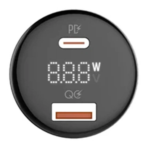 Ładowarka samochodowa LDNIO C101, USB + USB-C, 100W + kabel USB-C/USB-C (czarna)