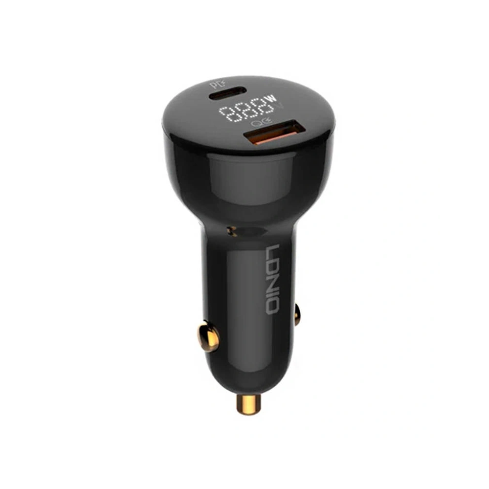 Hurtownia GSM - Auto nabíječka LDNIO C101, USB + USB-C, 100W + kabel USB-C/Lightning (černá) - LDN458 - {ean13} - Hurt