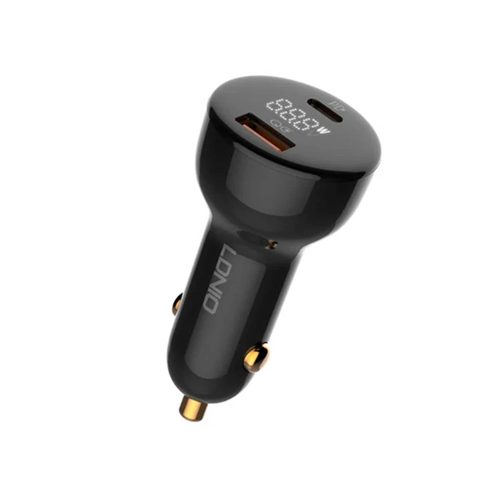 Hurtownia GSM - Auto nabíječka LDNIO C101, USB + USB-C, 100W + kabel USB-C/Lightning (černá) - LDN458 - {ean13} - Hurt