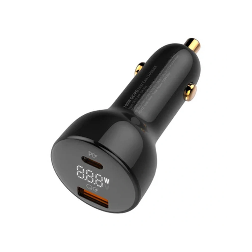Hurtownia GSM - Auto nabíječka LDNIO C101, USB + USB-C, 100W + kabel USB-C/Lightning (černá) - LDN458 - {ean13} - Hurt