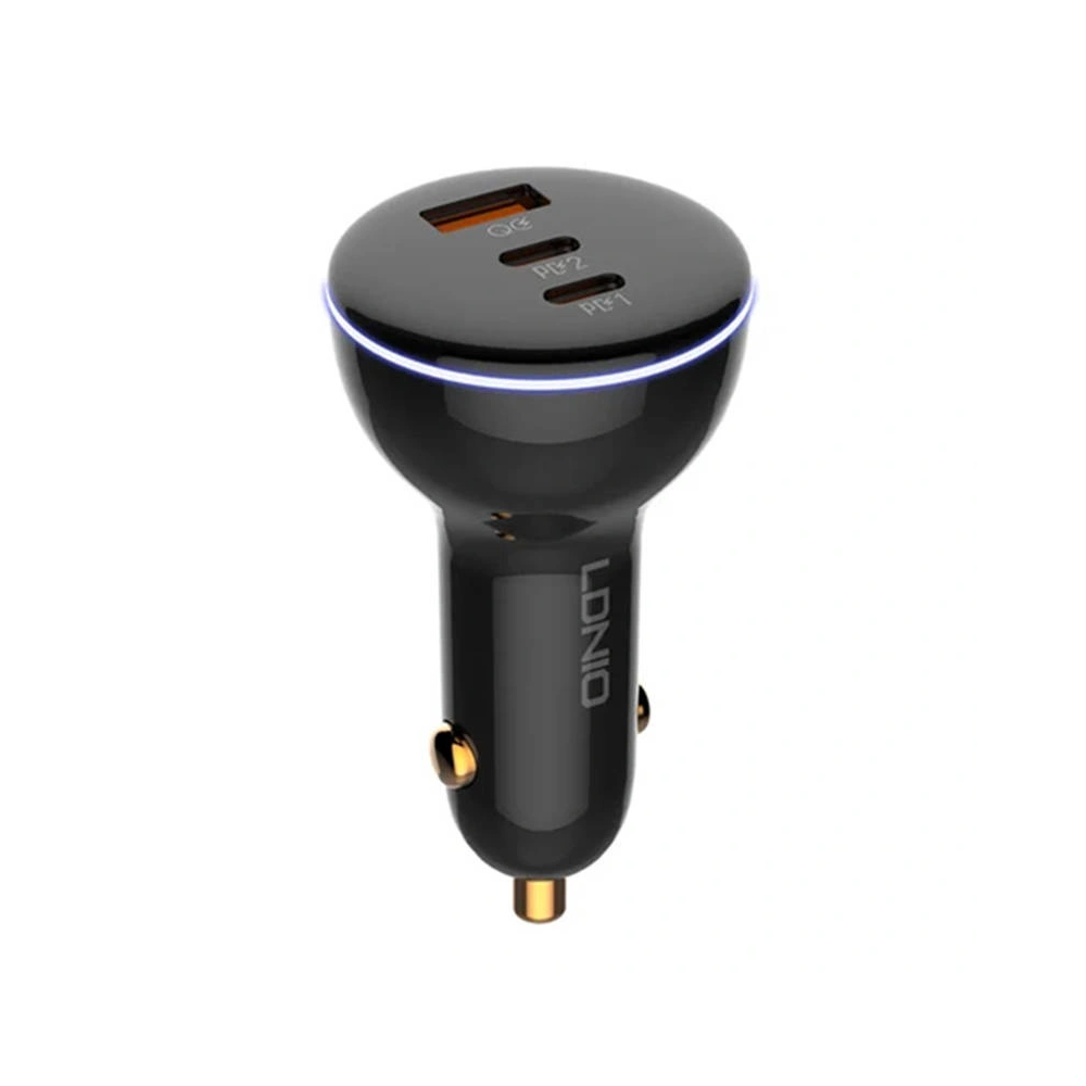 Hurtownia GSM - Automobilová nabíječka LDNIO C102, USB + 2x USB-C, 160W + kabel USB-A/Lightning (černá) - LDN460 - {ean13} - Hurt