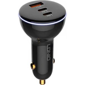 Hurtownia GSM - Ładowarka samochodowa LDNIO C102, USB + 2x USB-C, 160W + kabel USB-A/USB-C (czarna) - LDN461 - {ean13} - Hurt