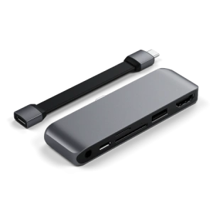 Hurtownia GSM - Hub Satechi USB-C (USB-C 60W, 4K HDMI, USB-A, czytnik kart micro/SD, jack port) (space gray) - STH47 - {ean13} - Hurt