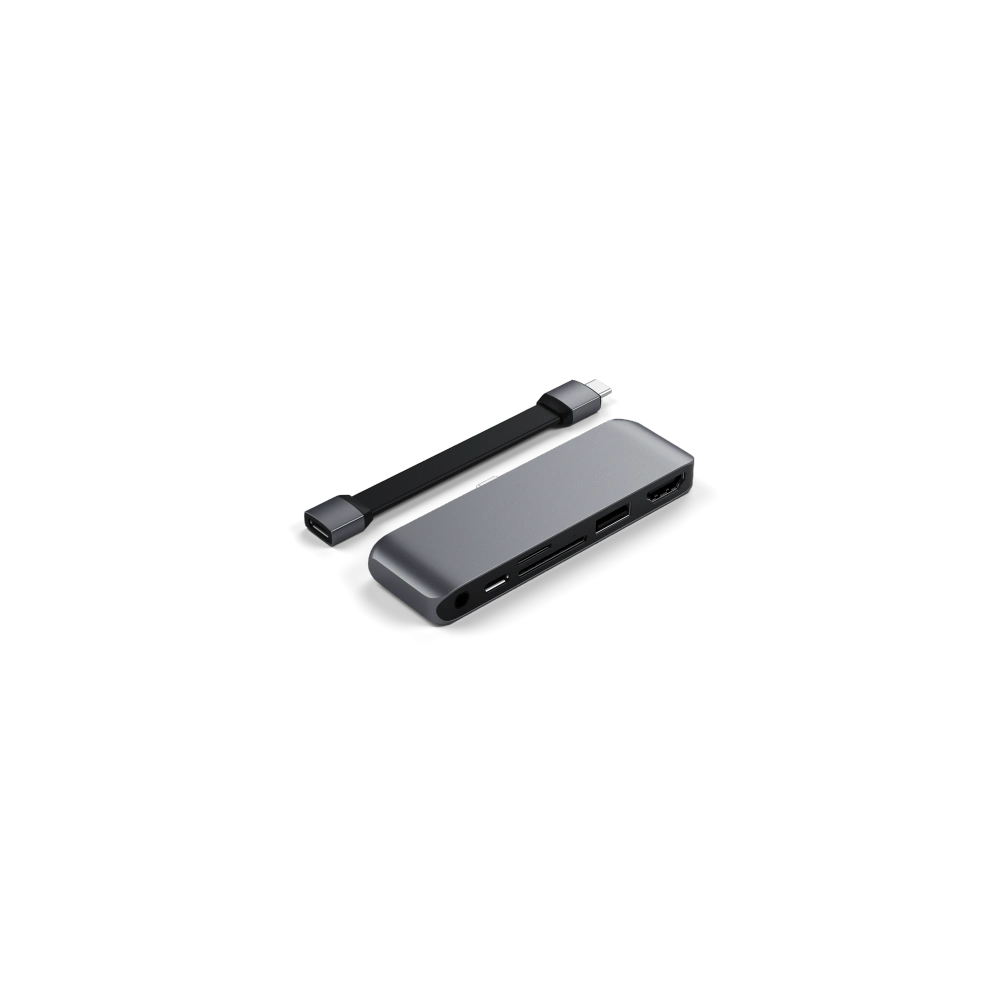 Hurtownia GSM - Hub Satechi USB-C (USB-C 60W, 4K HDMI, USB-A, čtečka karet micro/SD, jack port) (space gray) - STH47 - {ean13} - Hurt