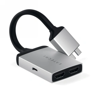 Hurtownia GSM - Adapter Satechi Dual Aluminium Adapter 2xUSB-C, 2x 4K HDMI (ezüst) - STH48 - {ean13} - Hurt