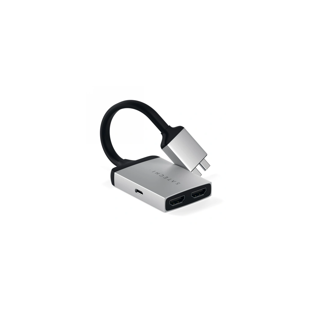 Hurtownia GSM - Adapter Satechi Dual Aluminium Adapter 2xUSB-C, 2x 4K HDMI (ezüst) - STH48 - {ean13} - Hurt
