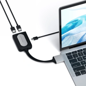 Wholesale Satechi Dual Aluminium Adapter 2xUSB-C, 2x 4K HDMI (silver) - STH48 - {ean13} - Hurt