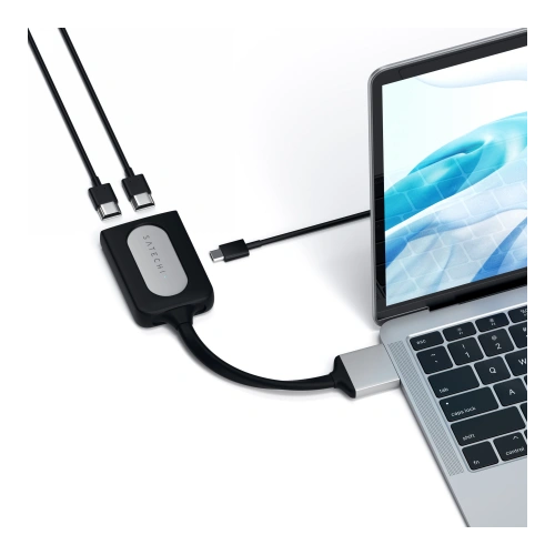 Adapter Satechi Dual Aluminium Adapter 2xUSB-C, 2x 4K HDMI (silver)