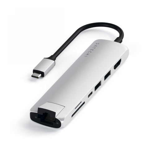 Satechi Distributor - 879961008642 - STH49 - Satechi Aluminium Adapter Slim USB-C (USB-C, 2x USB-A, 4K HDMI, card reader) (silver) - B2B homescreen