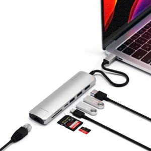Hurtownia GSM - Adapter Satechi Alumínium Adapter Slim USB-C (USB-C, 2x USB-A, 4K HDMI, kártyaolvasó) (ezüst) - STH49 - {ean13} - Hurt
