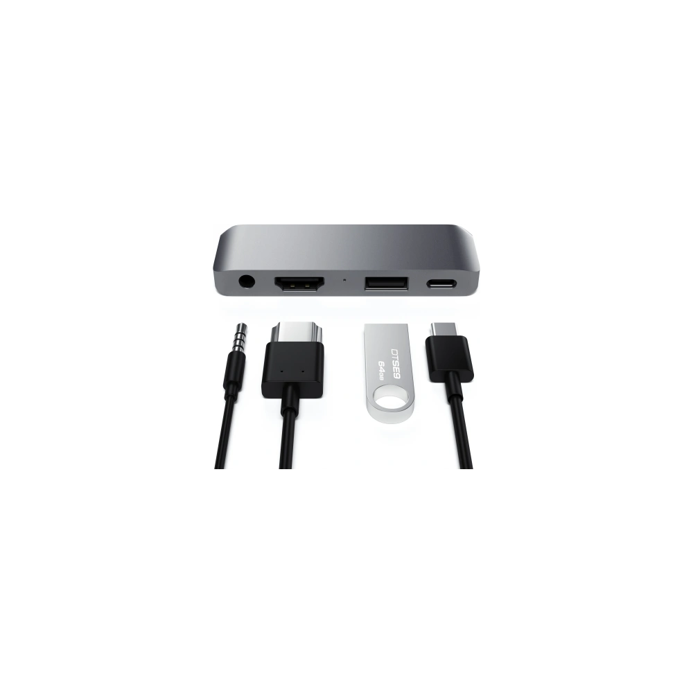 Hurtownia GSM - Hub Satechi Aluminium Mobile Pro Hub USB-C (USB-C 60W, 4K HDMI, USB-A 3.0, jack port) (šedá barva) - STH55 - {ean13} - Hurt