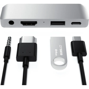 Hurtownia GSM - Hub Satechi Aluminium Mobile Pro Hub USB-C (USB-C 60W, 4K HDMI, USB-A 3.0, jack port) (silver) - STH56 - {ean13} - Hurt