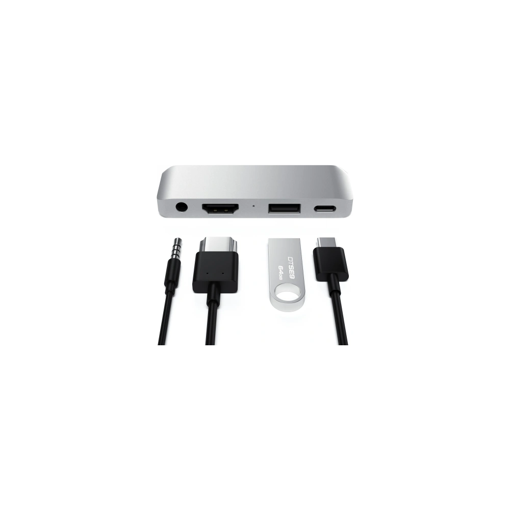 Hurtownia GSM - Hub Satechi Aluminium Mobile Pro Hub USB-C (USB-C 60W, 4K HDMI, USB-A 3.0, jack port) (stříbrný) - STH56 - {ean13} - Hurt