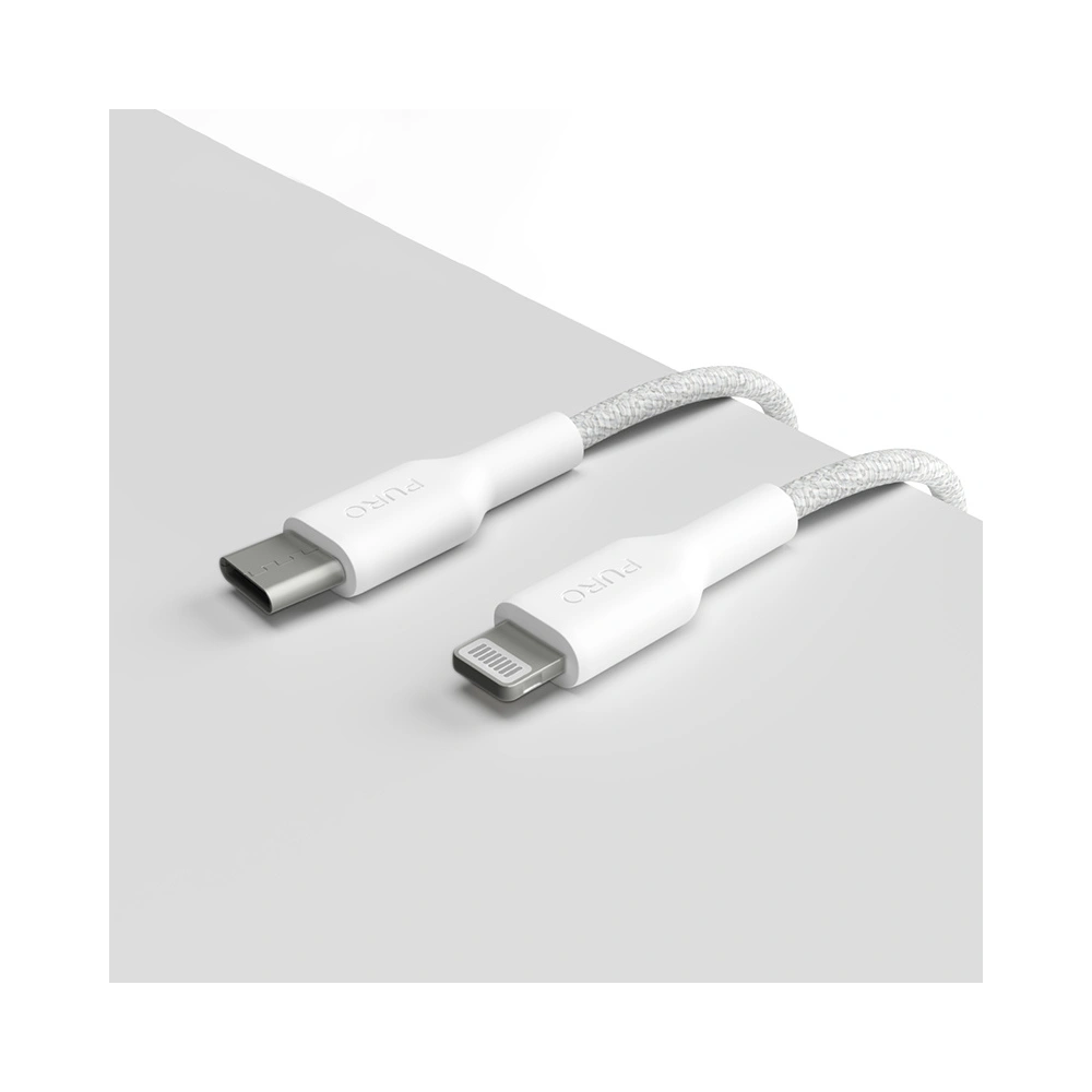 Hurtownia GSM - PURO Fabric USB-C/Lightning MFi kábel 1,2m (fehér) - PUR711 - {ean13} - Hurt