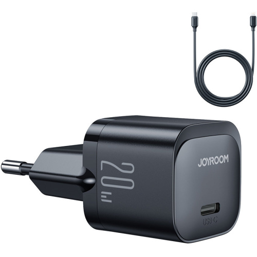 Joyroom Distributor - 6956116742447 - JYR738 - Joyroom JR-TCF02 Wall Charger USB-C 20W PD + USB-C/Lightning Cable black - B2B homescreen