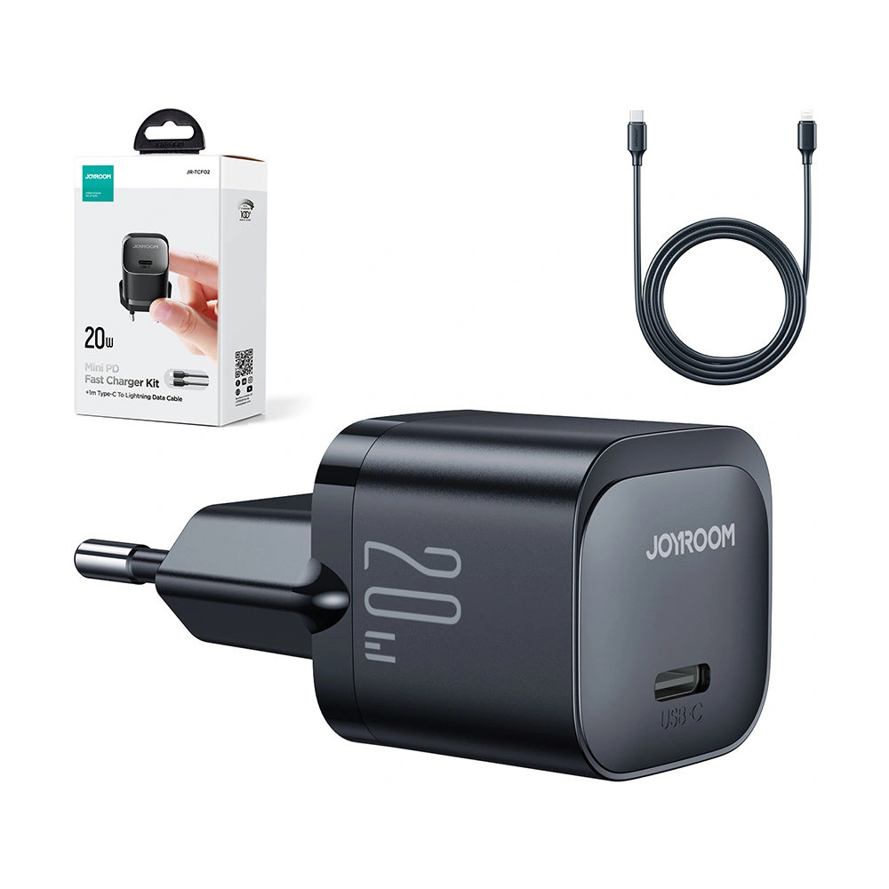 Hurtownia GSM - Încărcătorul de rețea Joyroom JR-TCF02 USB-C 20W PD + cablu USB C/Lightning negru - JYR738 - {ean13} - Hurt