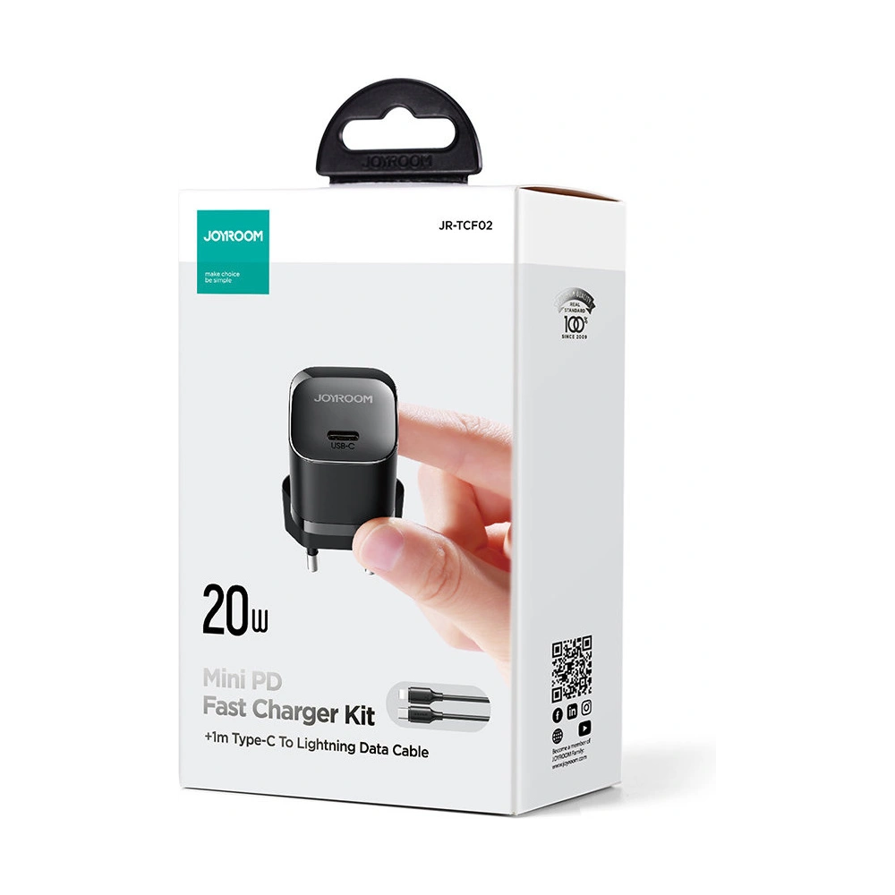 Hurtownia GSM - Încărcătorul de rețea Joyroom JR-TCF02 USB-C 20W PD + cablu USB C/Lightning negru - JYR738 - {ean13} - Hurt