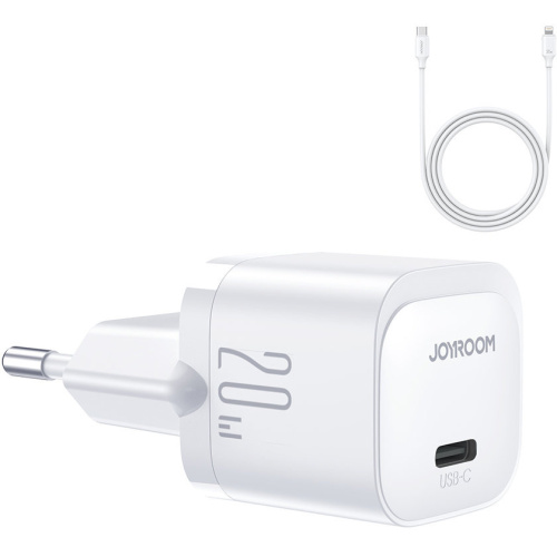 Joyroom Distributor - 6956116742430 - JYR739 - Joyroom JR-TCF02 Wall ChargerUSB-C 20W PD + USB-C/Lightning Cable white - B2B homescreen