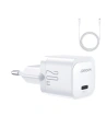 Încărcător de rețea Joyroom JR-TCF02 USB-C 20W PD + cablu USB C/Lightning alb