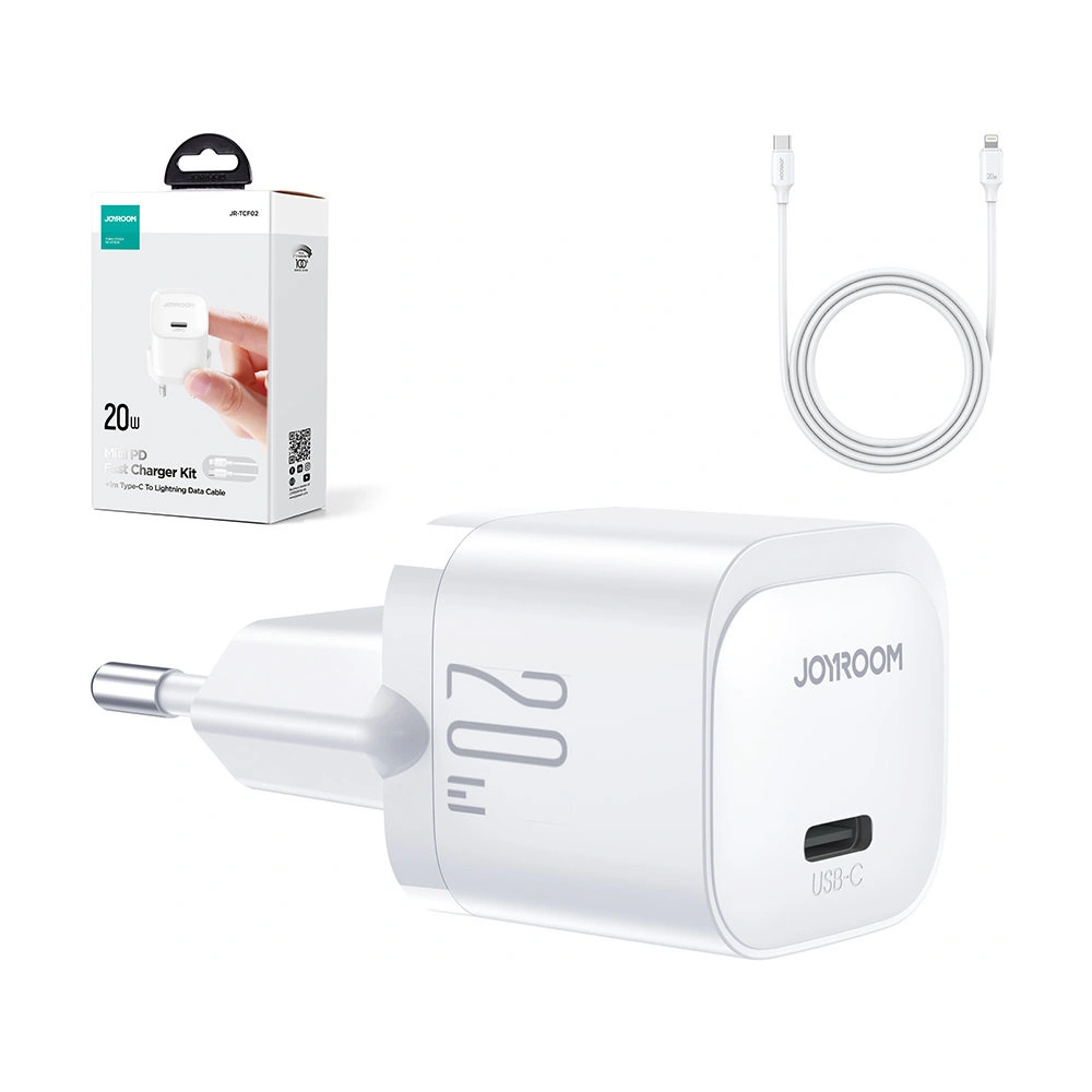 Hurtownia GSM - Încărcător de rețea Joyroom JR-TCF02 USB-C 20W PD + cablu USB C/Lightning alb - JYR739 - {ean13} - Hurt