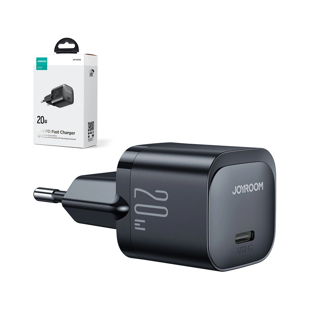 Hurtownia GSM - Hálózati töltő Joyroom JR-TCF02 USB-C 20W PD fekete - JYR741 - {ean13} - Hurt