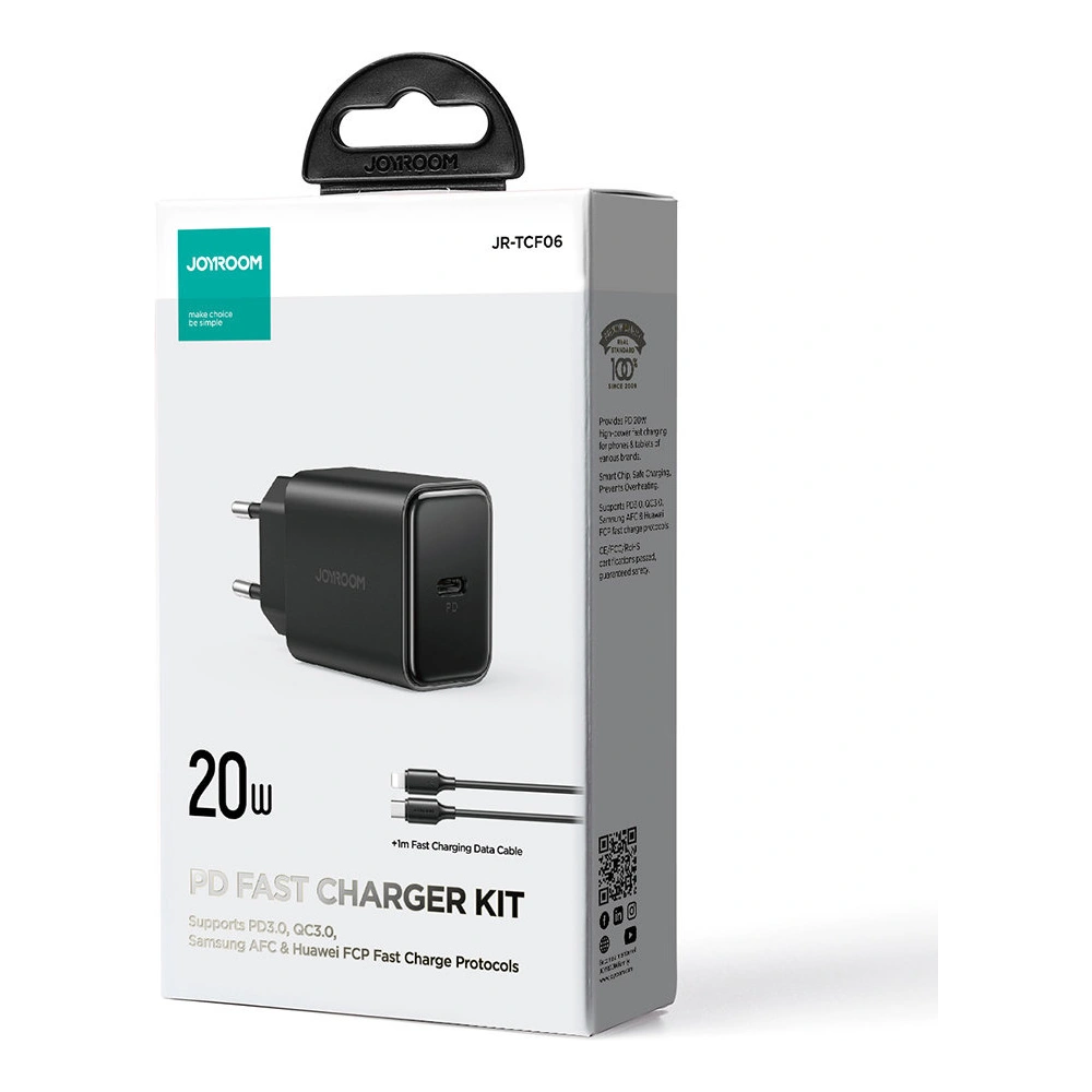 Hurtownia GSM - Napájecí adaptér Joyroom JR-TCF06 USB-C 20W PD + kabel USB-C/Lightning černý - JYR742 - {ean13} - Hurt