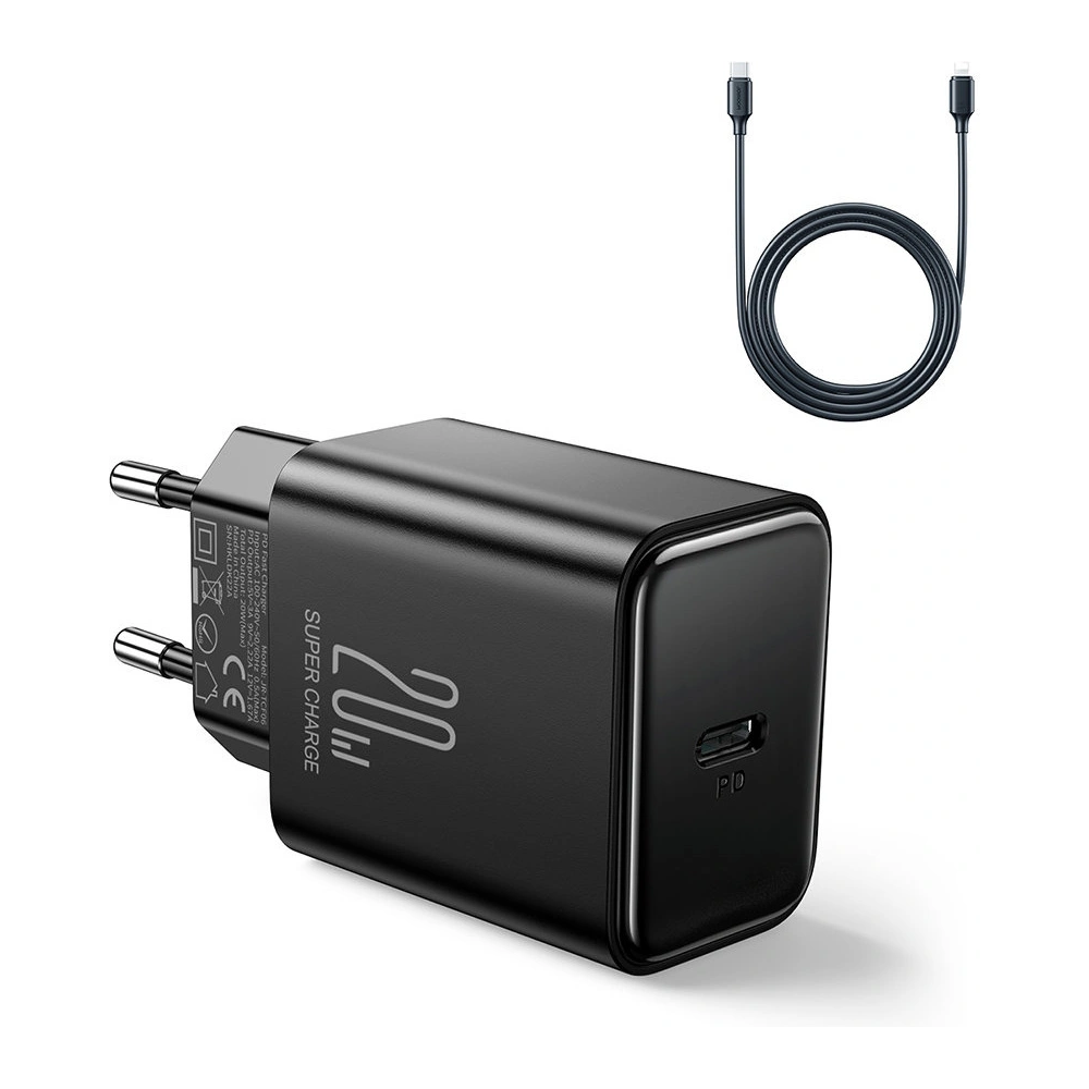 Hurtownia GSM - Napájecí adaptér Joyroom JR-TCF06 USB-C 20W PD + kabel USB-C/Lightning černý - JYR742 - {ean13} - Hurt