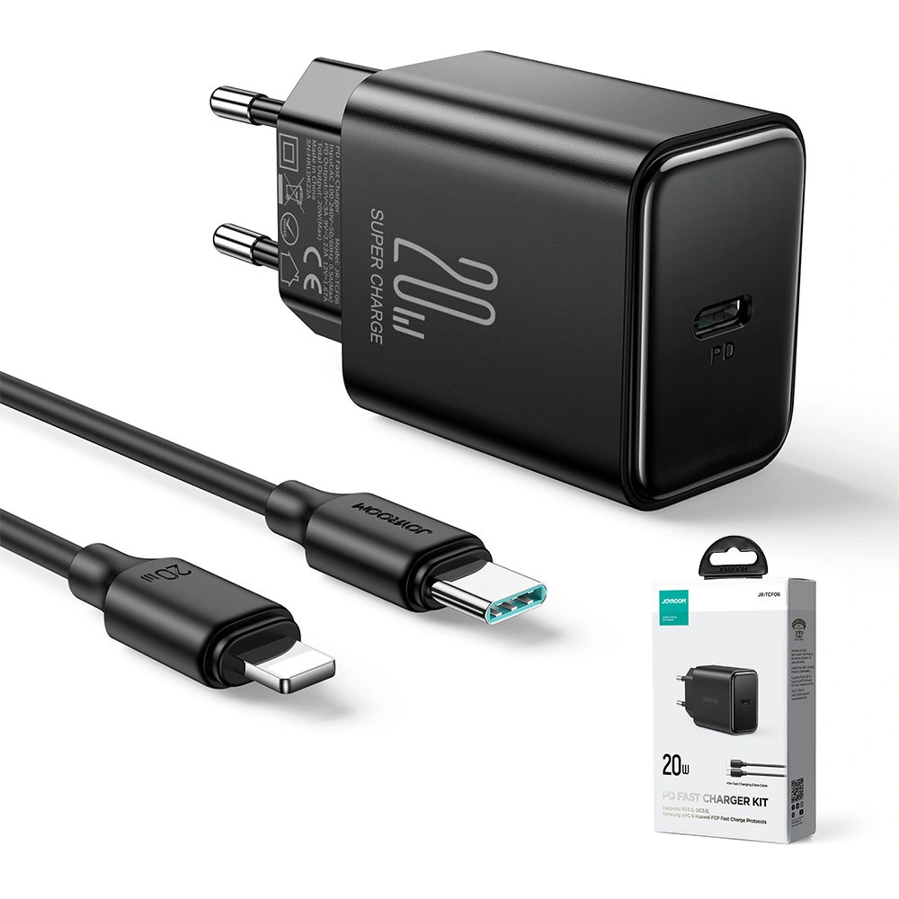 Hurtownia GSM - Napájecí adaptér Joyroom JR-TCF06 USB-C 20W PD + kabel USB-C/Lightning černý - JYR742 - {ean13} - Hurt
