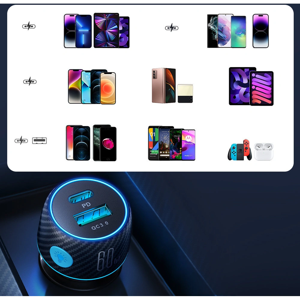 Hurtownia GSM - Autós töltő Joyroom JR-CCN01 USB-C + USB-A 60W fekete - JYR744 - {ean13} - Hurt