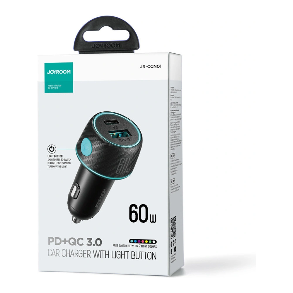 Hurtownia GSM - Autós töltő Joyroom JR-CCN01 USB-C + USB-A 60W fekete - JYR744 - {ean13} - Hurt
