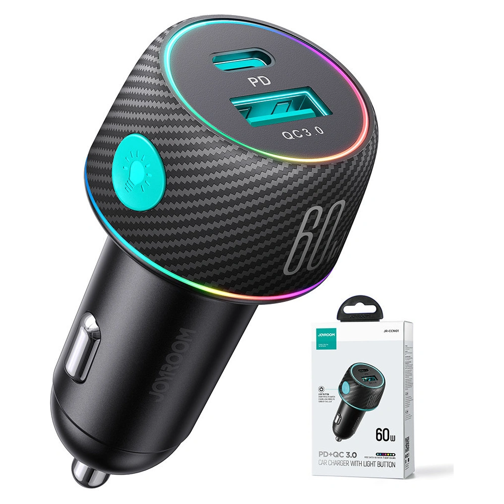 Hurtownia GSM - Autós töltő Joyroom JR-CCN01 USB-C + USB-A 60W fekete - JYR744 - {ean13} - Hurt