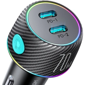 Hurtownia GSM - Autós töltő Joyroom JR-CCN02 2x USB-C 70W LED fekete - JYR745 - {ean13} - Hurt
