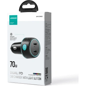 Hurtownia GSM - Autós töltő Joyroom JR-CCN02 2x USB-C 70W LED fekete - JYR745 - {ean13} - Hurt