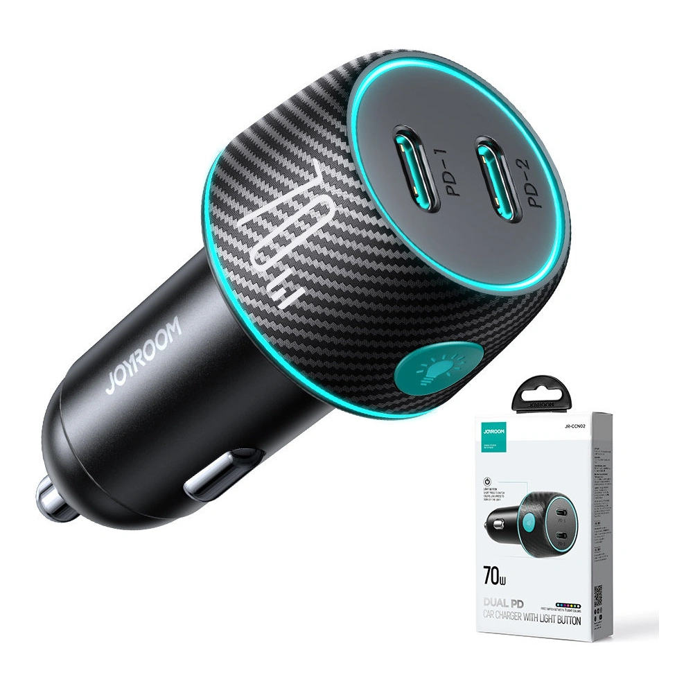 Hurtownia GSM - Autós töltő Joyroom JR-CCN02 2x USB-C 70W LED fekete - JYR745 - {ean13} - Hurt