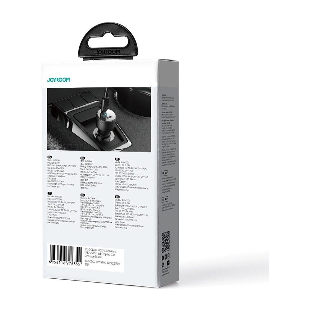 Hurtownia GSM - Autonabíječka Joyroom JR-CCD02 2x USB-C 70W LED černá - JYR746 - {ean13} - Hurt